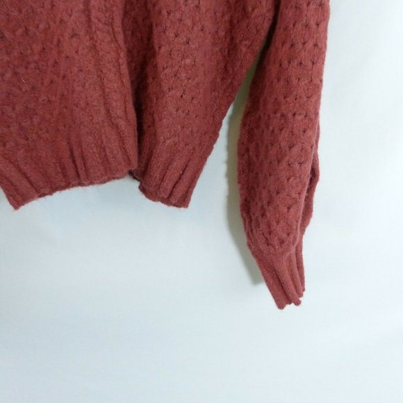 Nordstrom Love Fire Beautiful Cable Knit Balloon Sleeve Marsala Rust Size XL - Picture 4 of 7